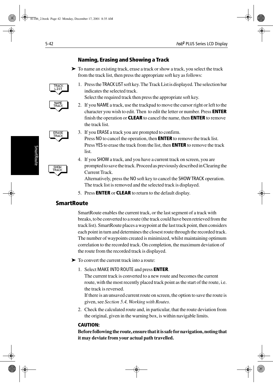 Naming, erasing and showing a track, Smartroute | Raymarine Pathfinder Radar User Manual | Page 142 / 244