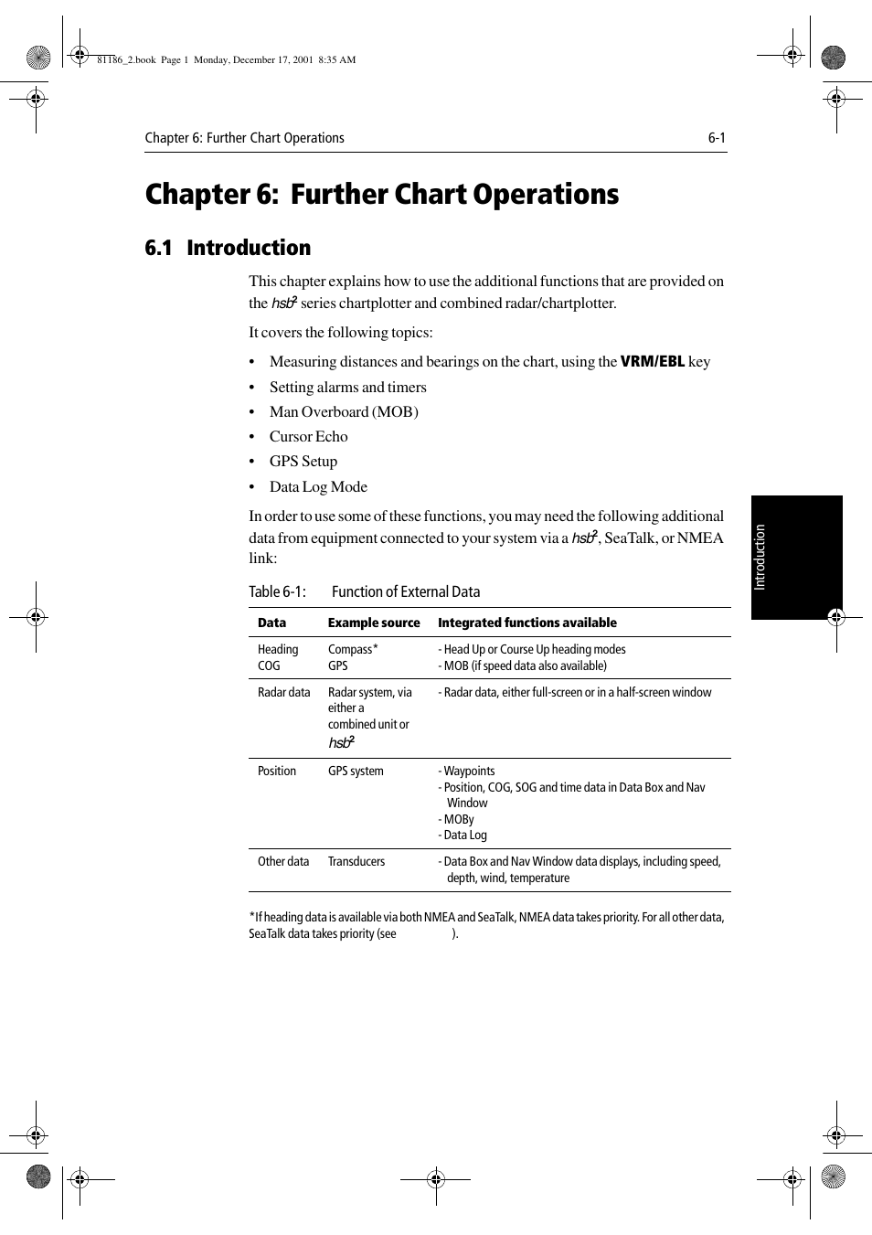 Chapter 6: further chart operations, 1 introduction, Chapter 6 | Further chart operations, Nd chapter 6 | Raymarine Pathfinder Radar User Manual | Page 143 / 244