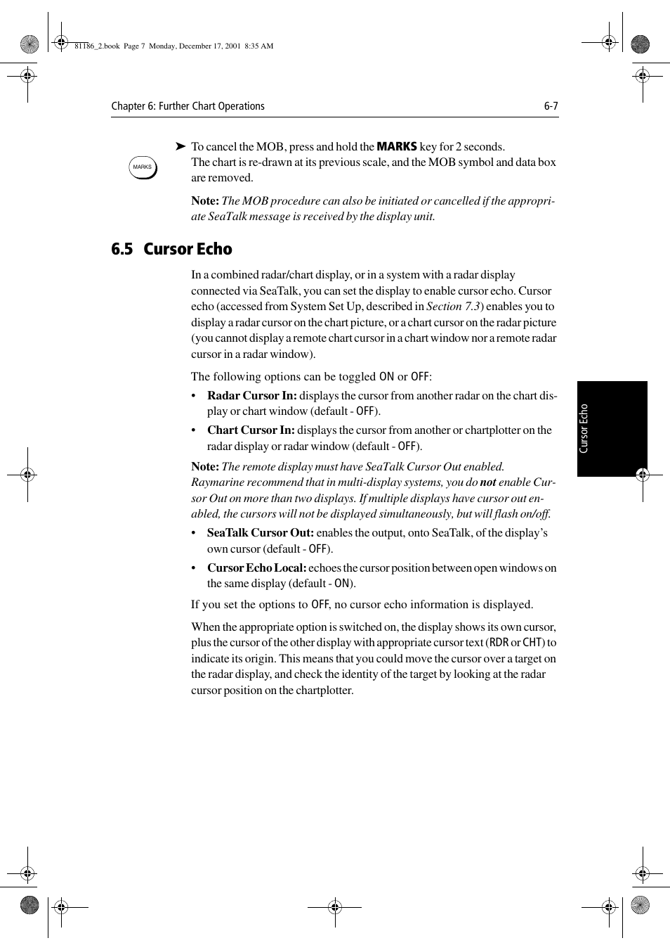 5 cursor echo | Raymarine Pathfinder Radar User Manual | Page 149 / 244