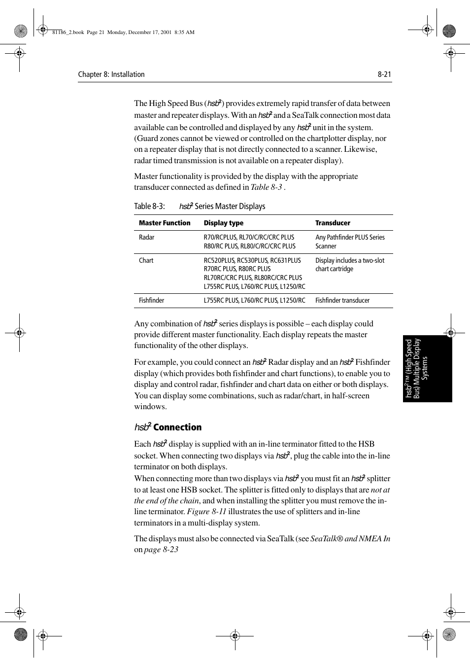 Hsb2 connection, Connection | Raymarine Pathfinder Radar User Manual | Page 195 / 244