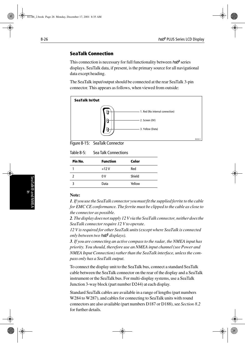 Seatalk connection | Raymarine Pathfinder Radar User Manual | Page 200 / 244