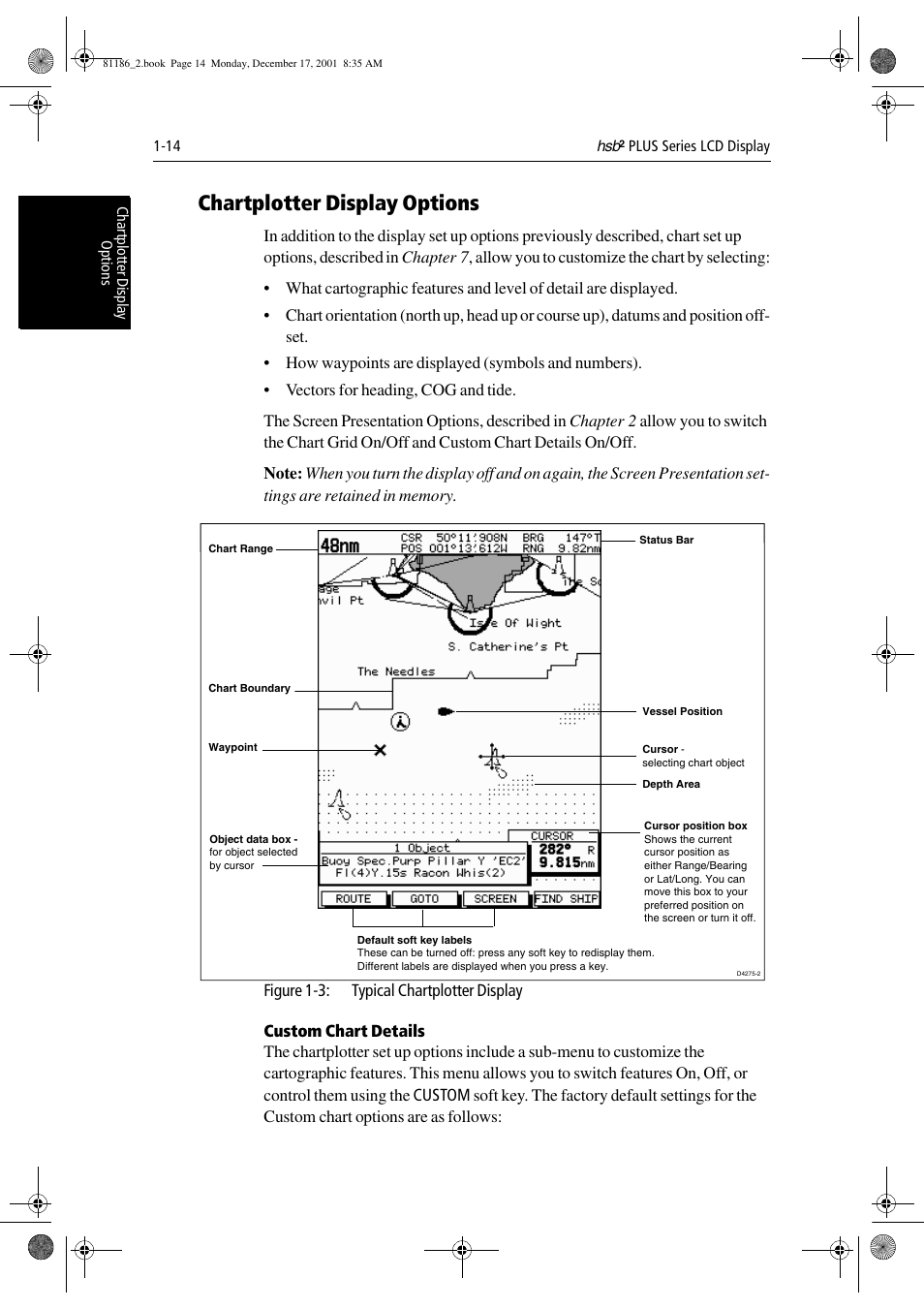 Chartplotter display options, Custom chart details | Raymarine Pathfinder Radar User Manual | Page 28 / 244