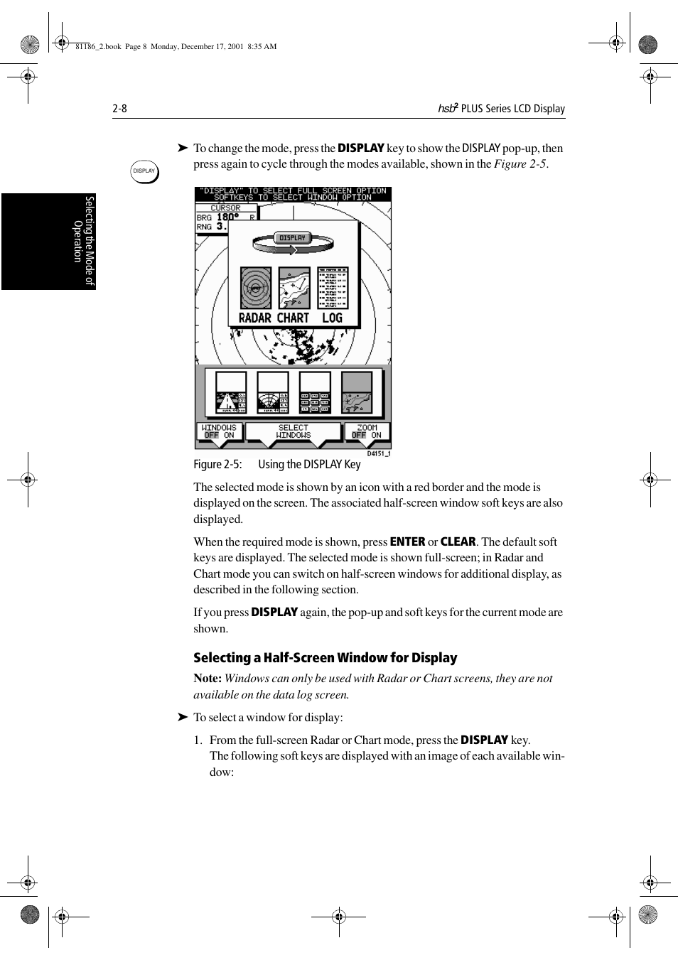 Selecting a half-screen window for display | Raymarine Pathfinder Radar User Manual | Page 42 / 244