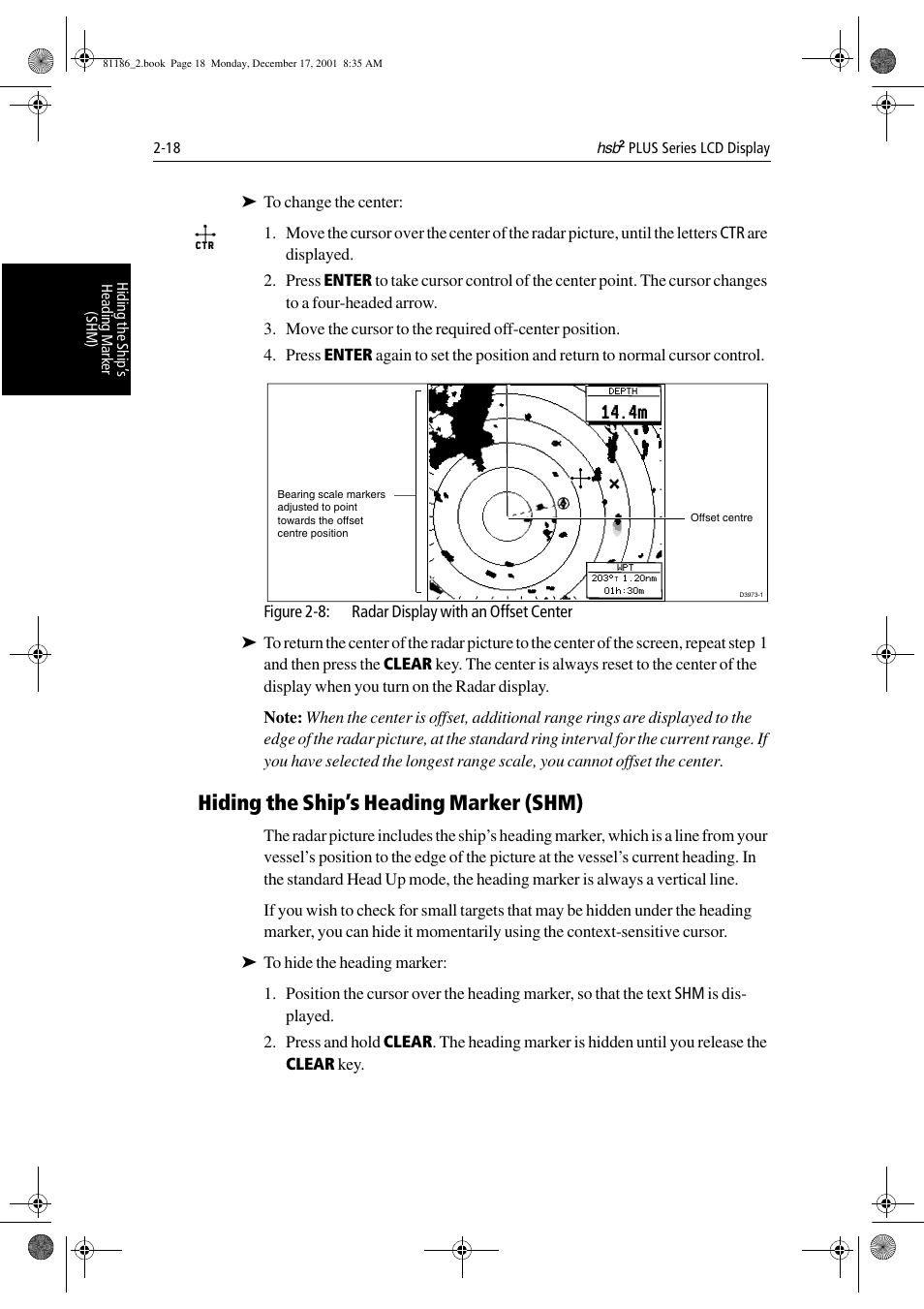 Hiding the ship’s heading marker (shm) | Raymarine Pathfinder Radar User Manual | Page 52 / 244