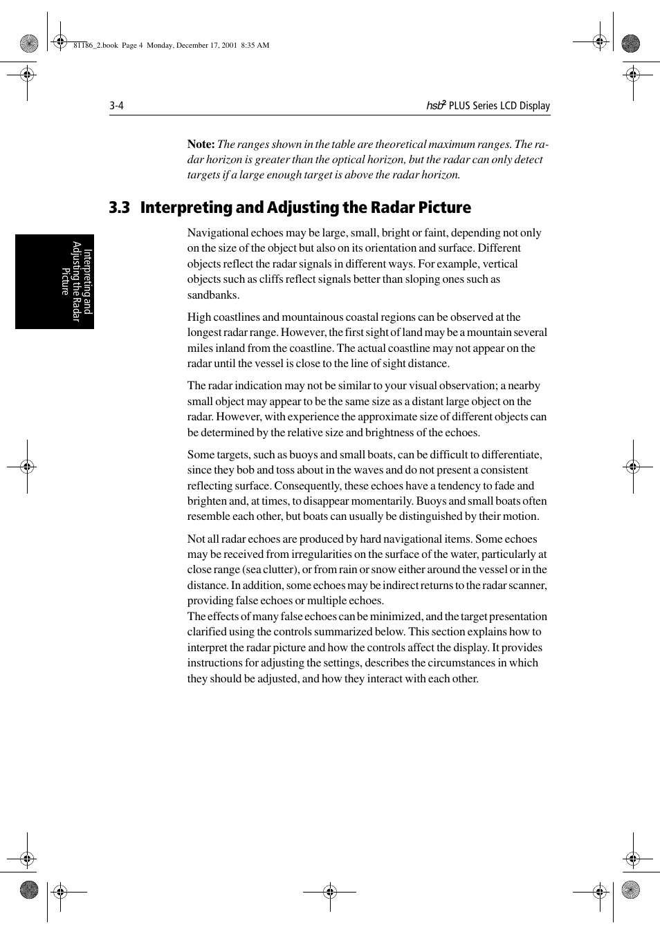 3 interpreting and adjusting the radar picture | Raymarine Pathfinder Radar User Manual | Page 70 / 244