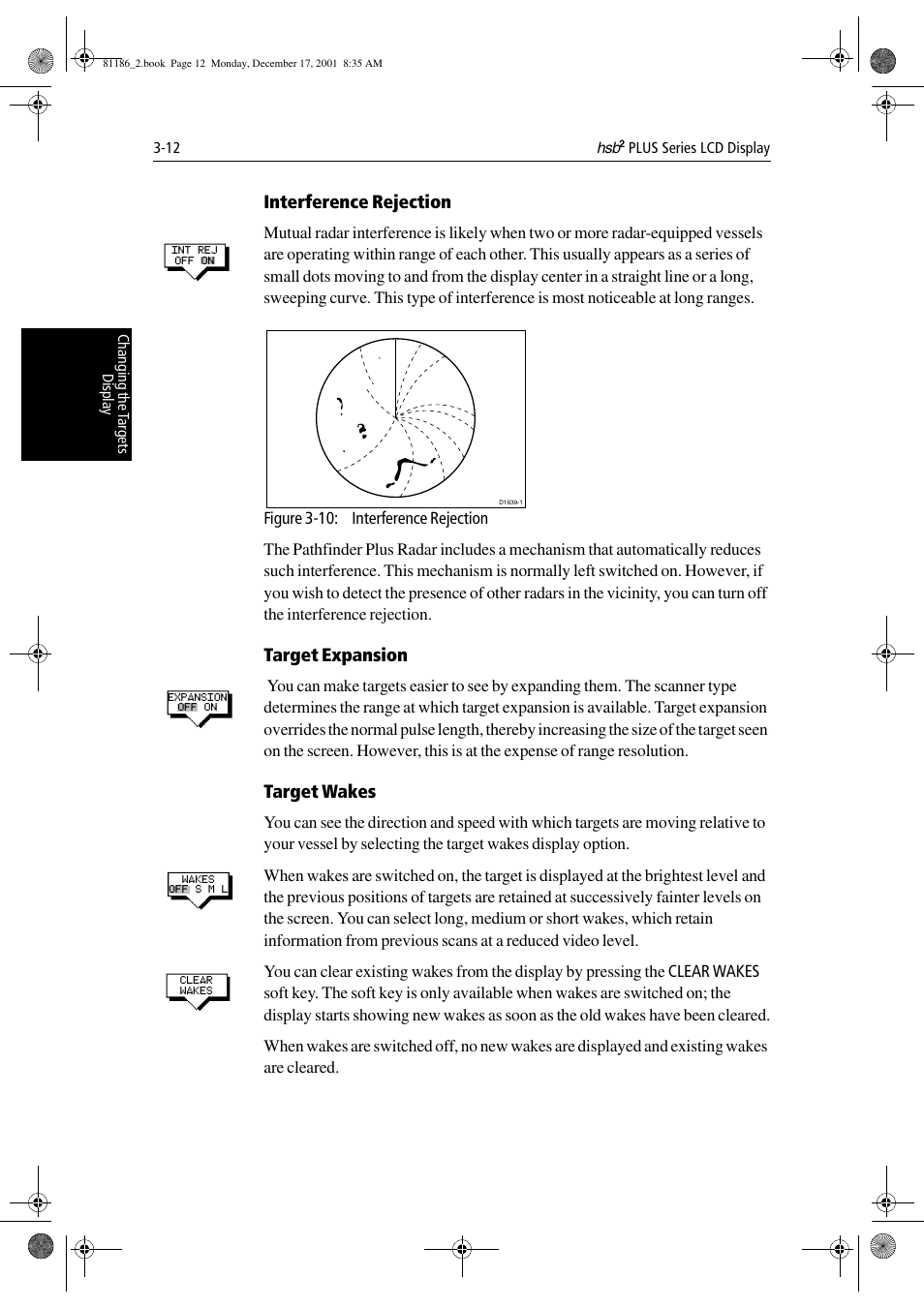 Interference rejection, Target expansion, Target wakes | Raymarine Pathfinder Radar User Manual | Page 78 / 244