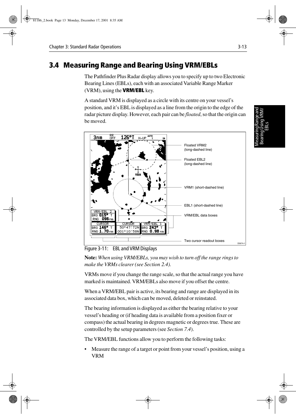 4 measuring range and bearing using vrm/ebls, 126°t | Raymarine Pathfinder Radar User Manual | Page 79 / 244