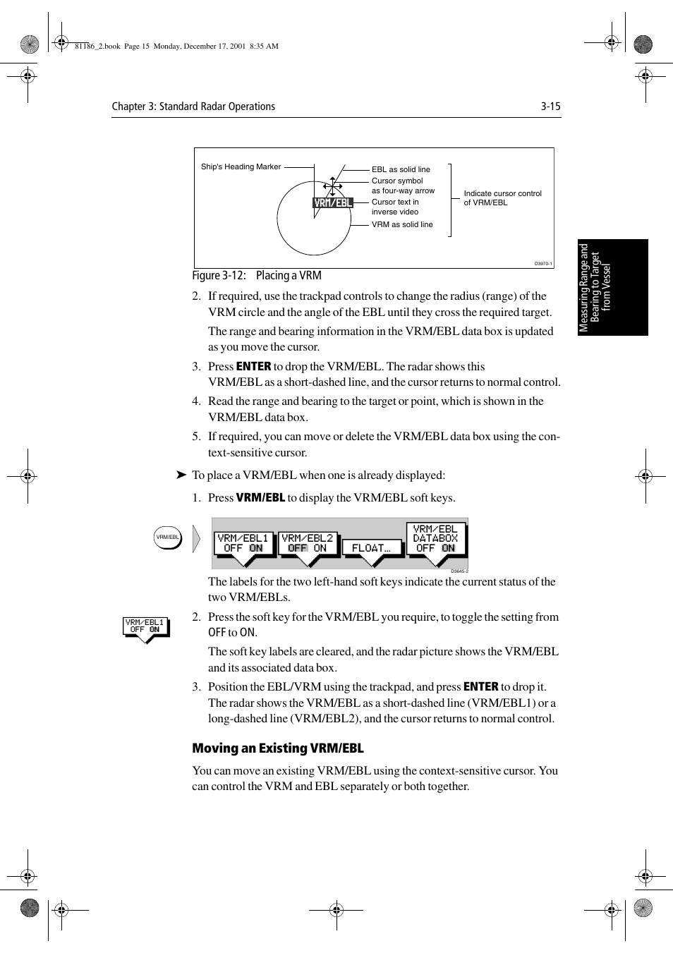Moving an existing vrm/ebl | Raymarine Pathfinder Radar User Manual | Page 81 / 244