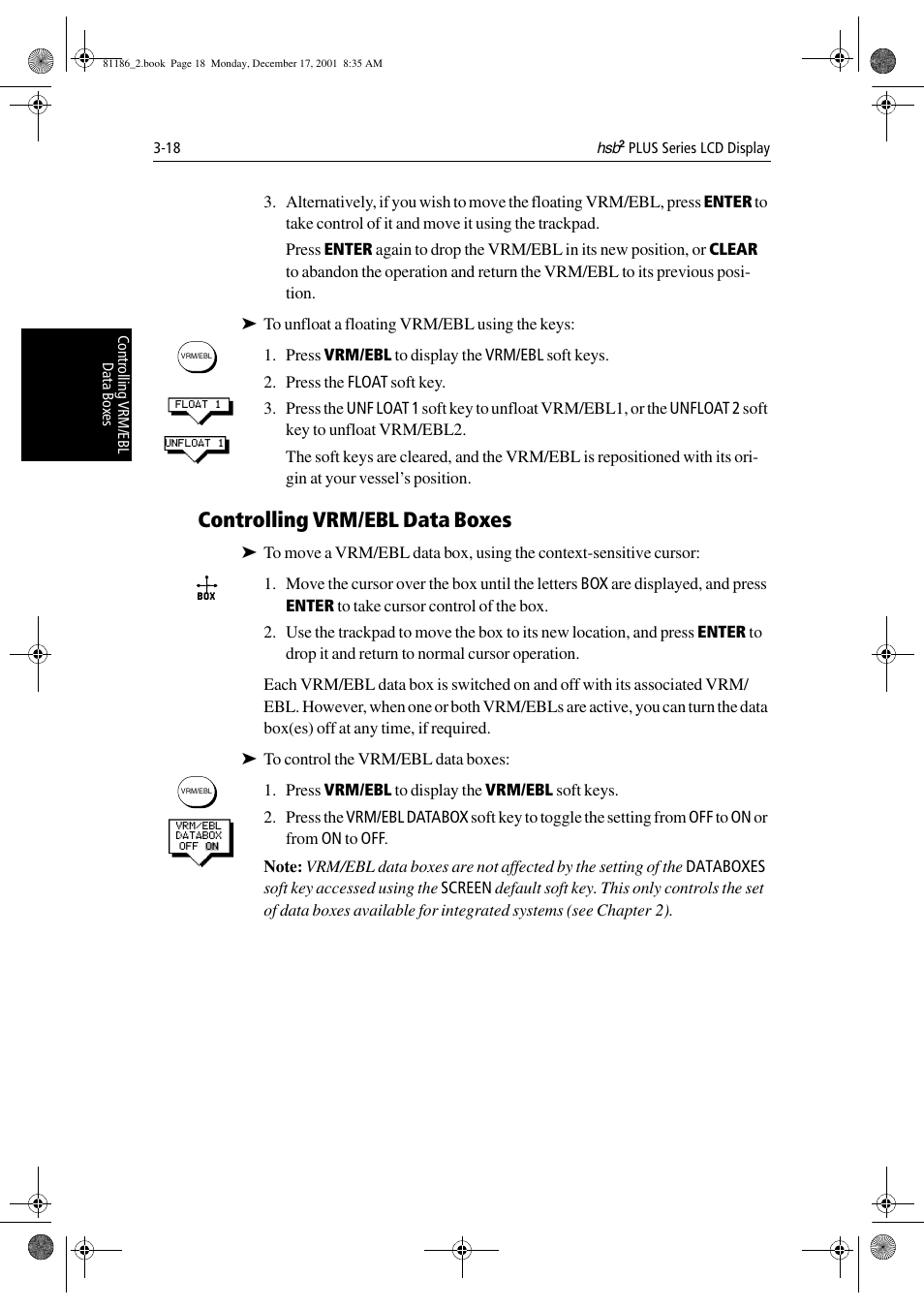 Controlling vrm/ebl data boxes | Raymarine Pathfinder Radar User Manual | Page 84 / 244