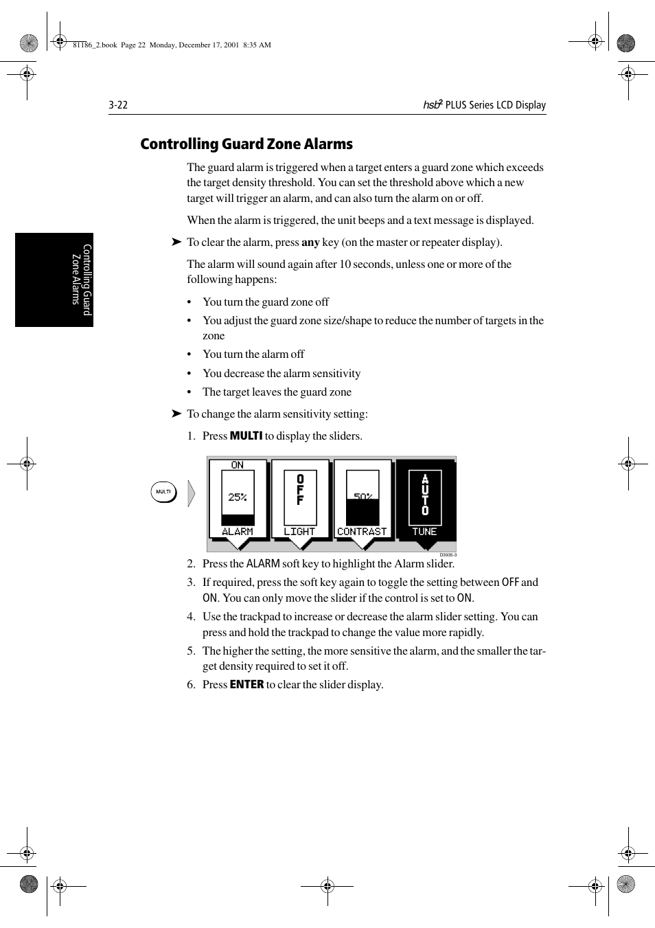 Controlling guard zone alarms | Raymarine Pathfinder Radar User Manual | Page 88 / 244