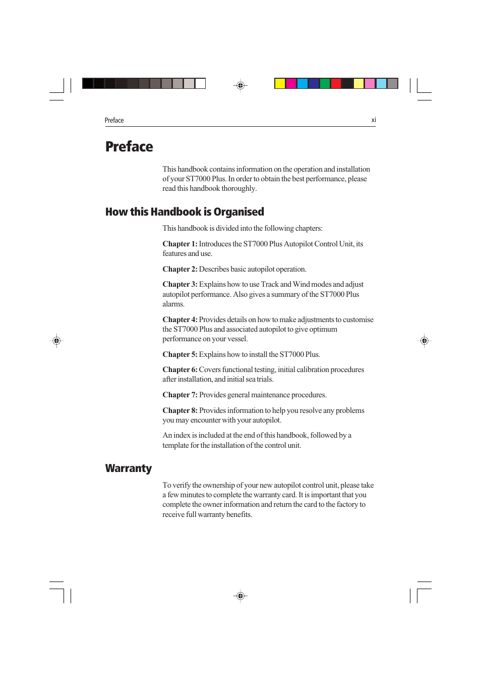 Preface, How this handbook is organised, Warranty | Raymarine autopilot control unit User Manual | Page 14 / 111