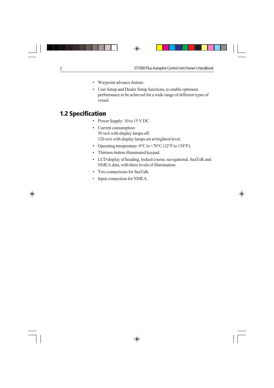 2 specification | Raymarine autopilot control unit User Manual | Page 19 / 111