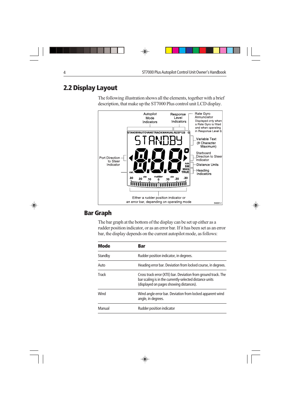 2 display layout, Bar graph | Raymarine autopilot control unit User Manual | Page 21 / 111
