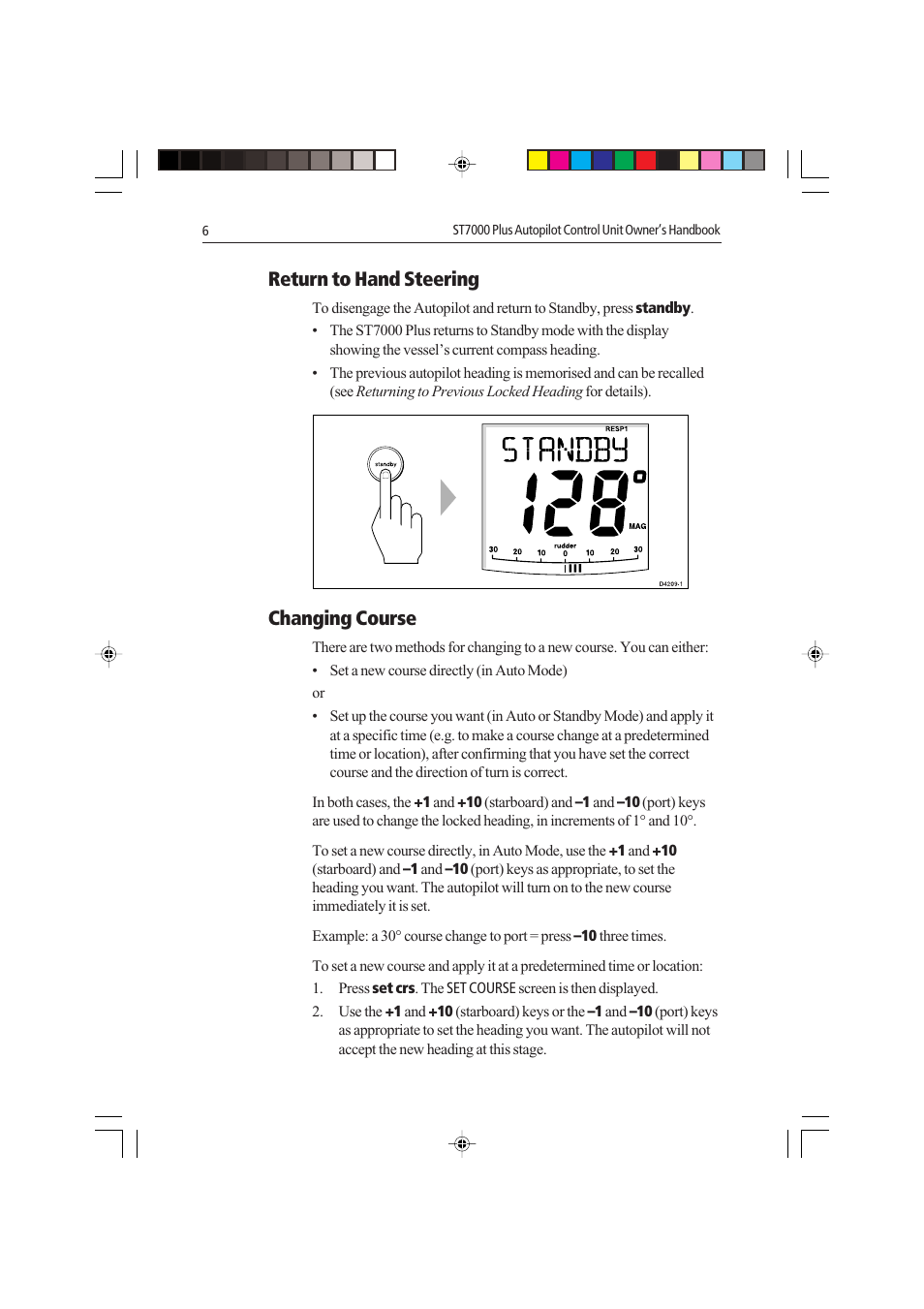 Return to hand steering, Changing course | Raymarine autopilot control unit User Manual | Page 23 / 111