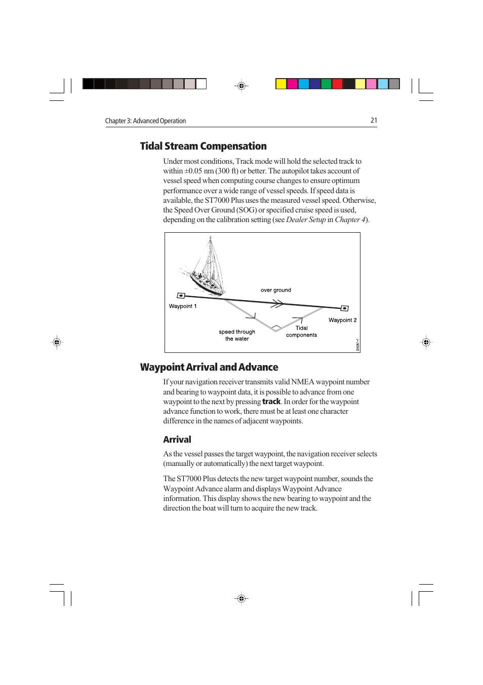 Tidal stream compensation, Waypoint arrival and advance, Arrival | Raymarine autopilot control unit User Manual | Page 38 / 111