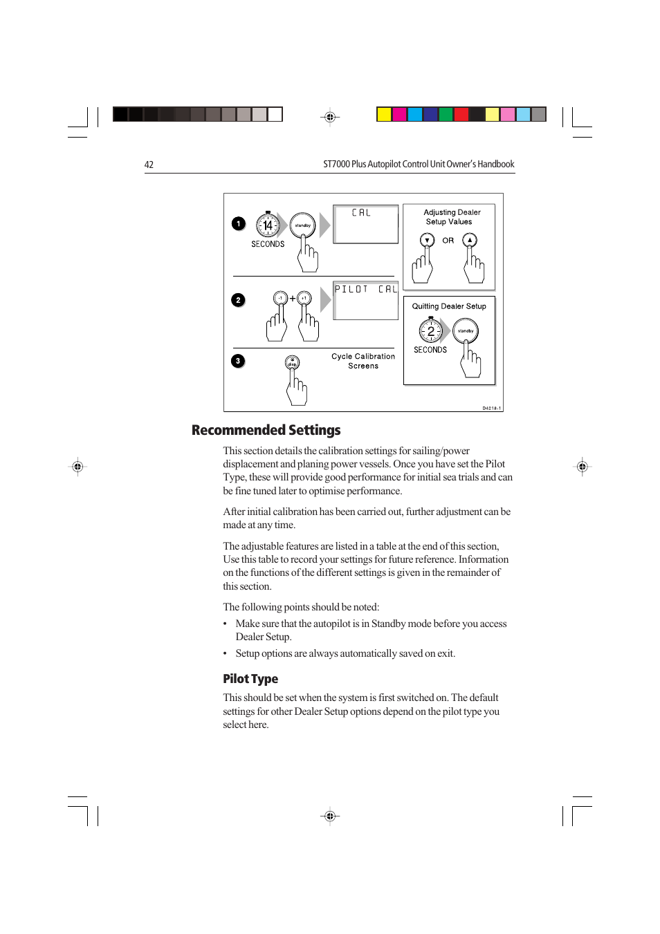 Recommended settings | Raymarine autopilot control unit User Manual | Page 59 / 111