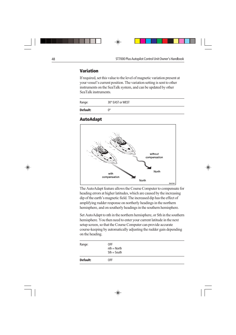 Variation, Autoadapt | Raymarine autopilot control unit User Manual | Page 65 / 111