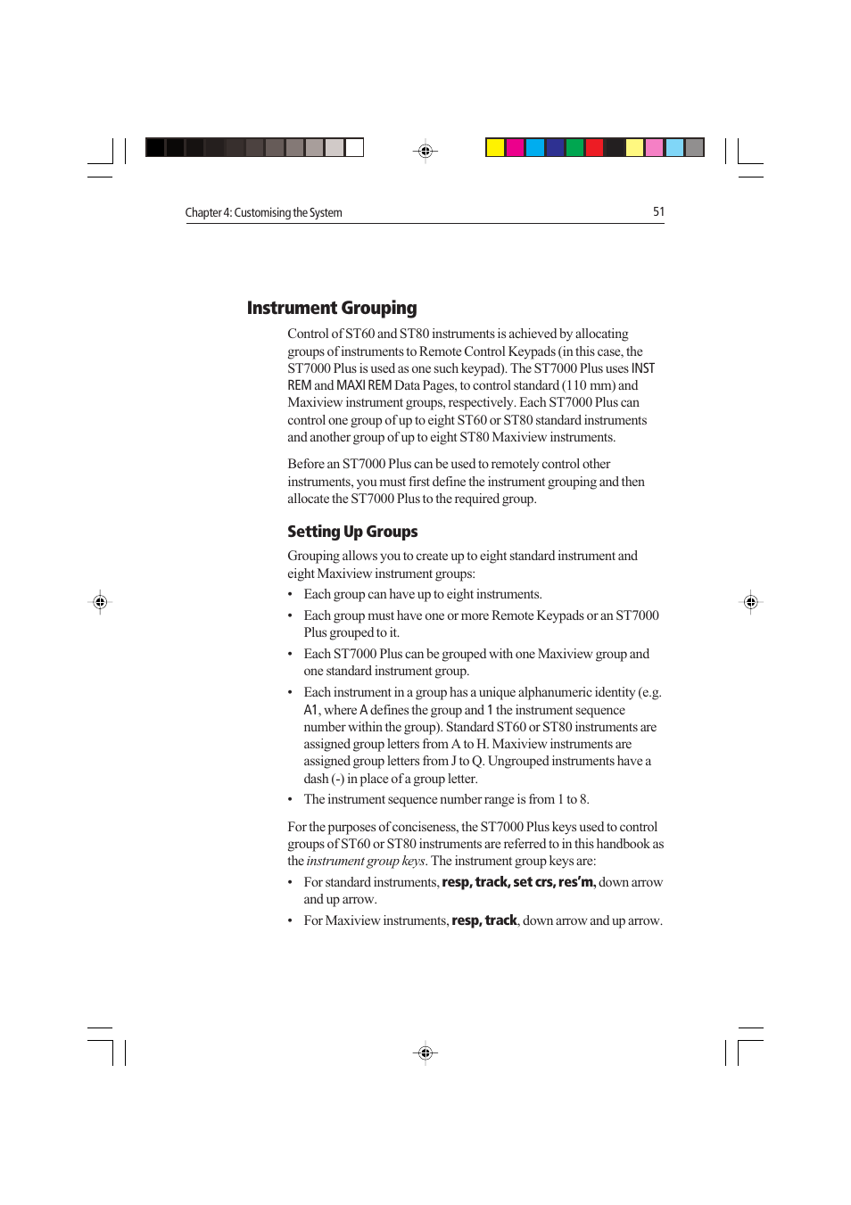 Instrument grouping | Raymarine autopilot control unit User Manual | Page 68 / 111