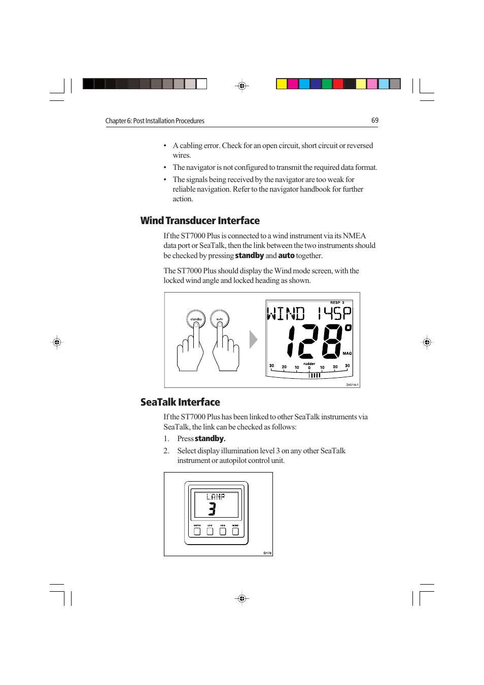 Wind transducer interface, Seatalk interface | Raymarine autopilot control unit User Manual | Page 86 / 111