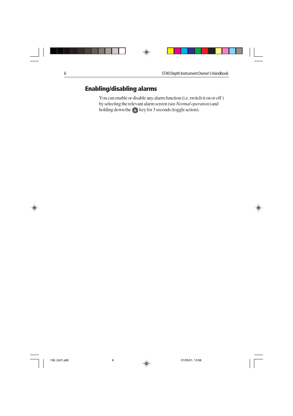 Enabling/disabling alarms | Raymarine ST40 User Manual | Page 15 / 47