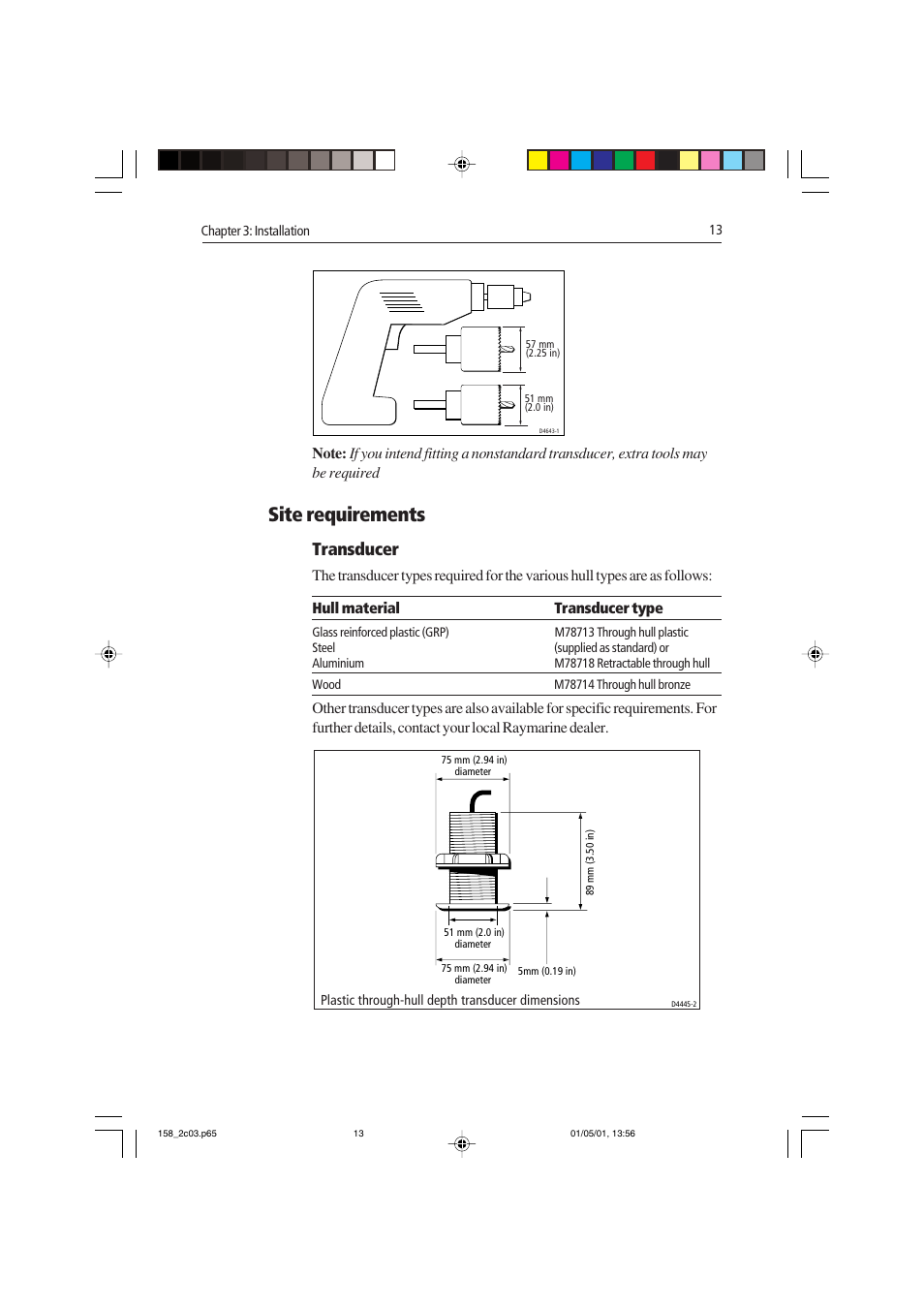 Site requirements, Transducer | Raymarine ST40 User Manual | Page 22 / 47