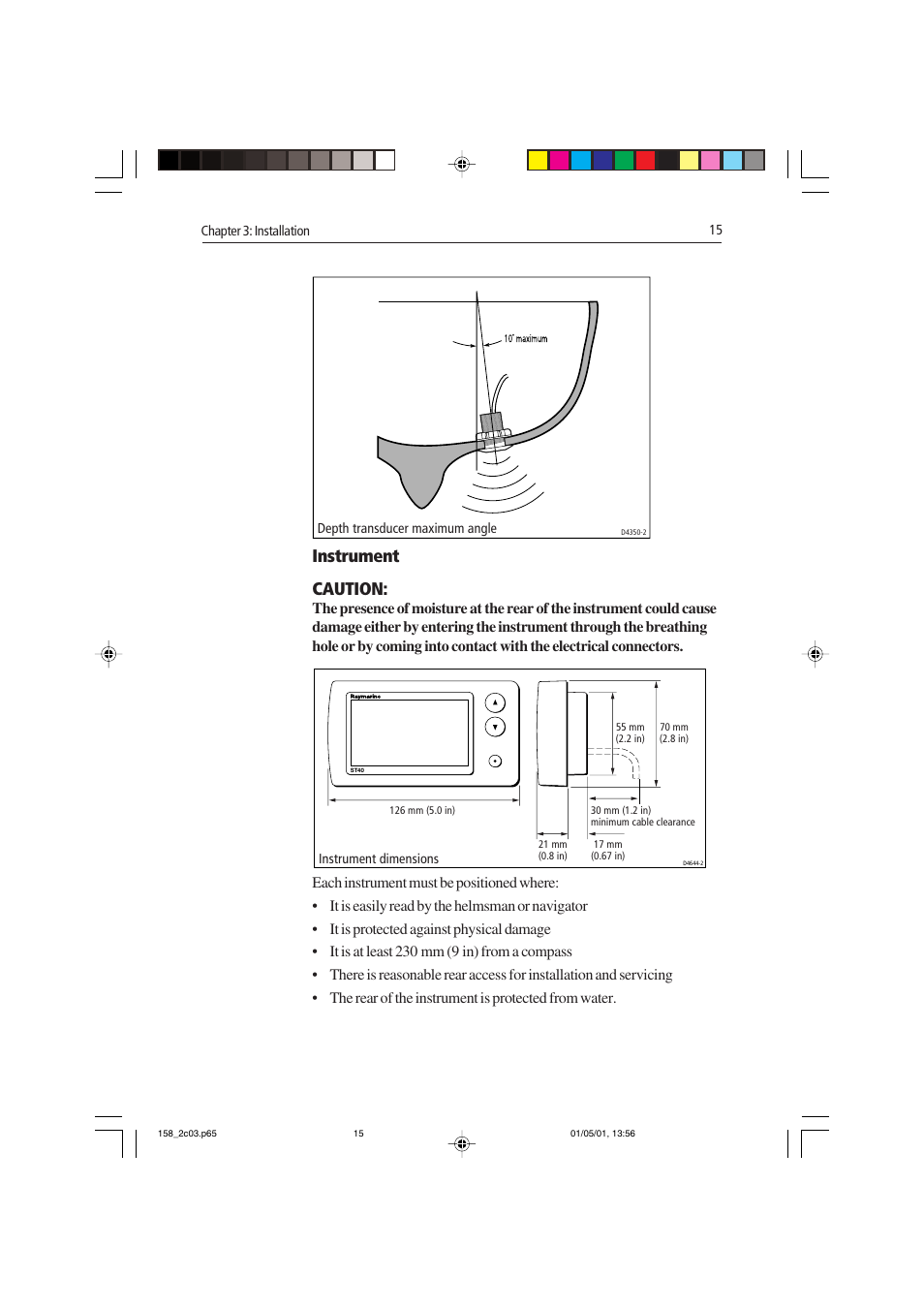 Instrument caution | Raymarine ST40 User Manual | Page 24 / 47