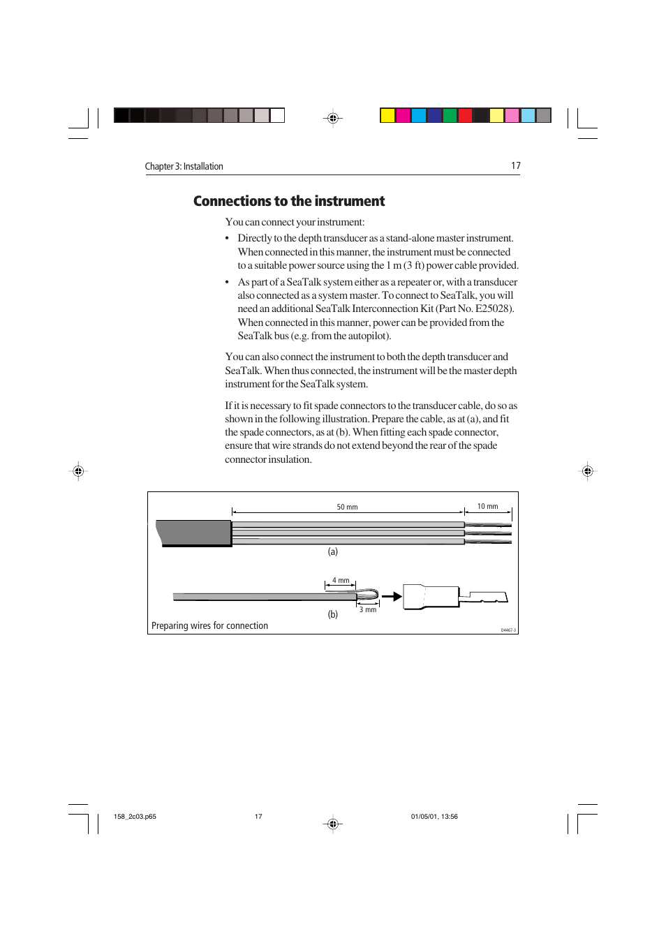 Connections to the instrument | Raymarine ST40 User Manual | Page 26 / 47