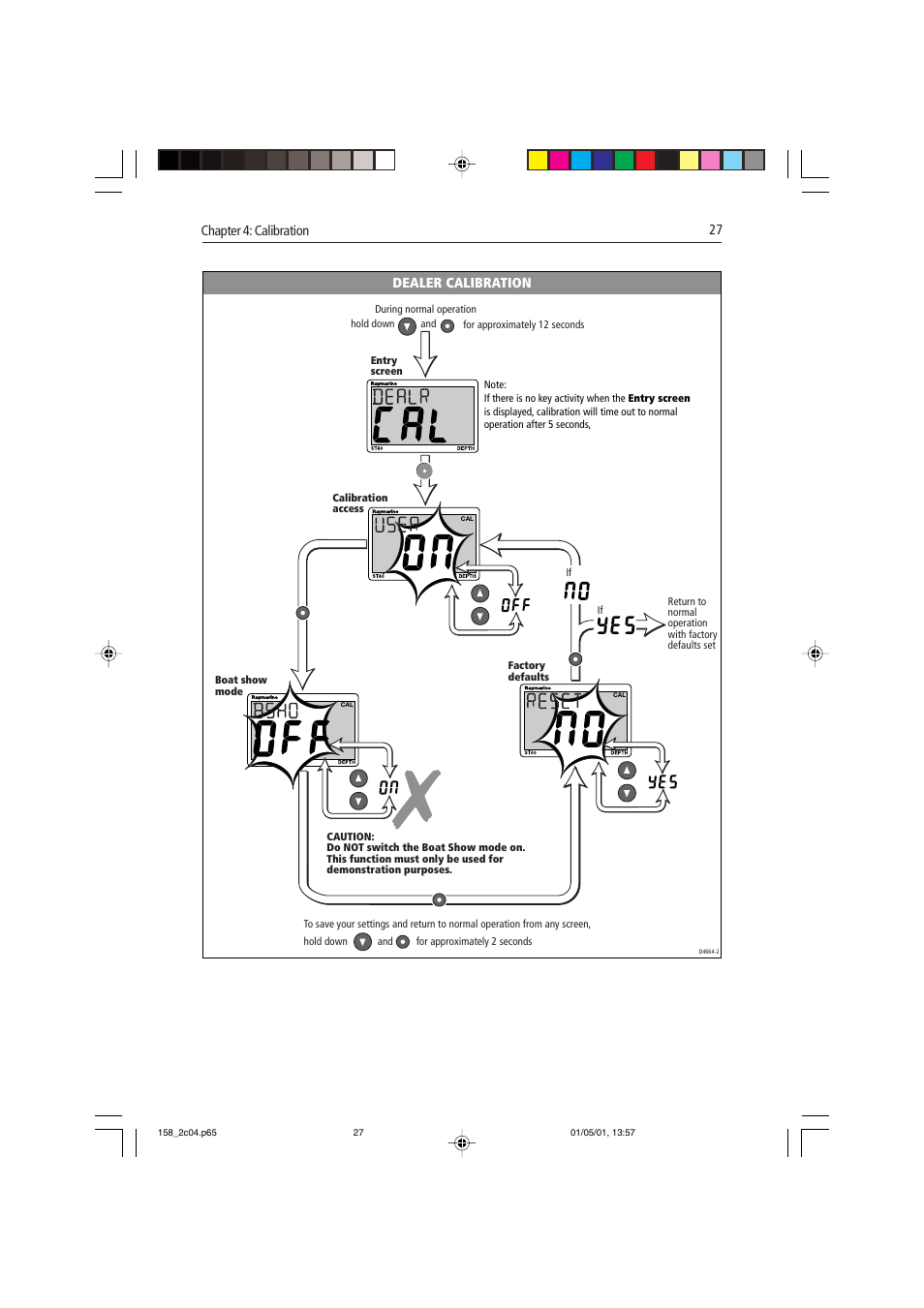 Chapter 4: calibration 27, Dealer calibration | Raymarine ST40 User Manual | Page 36 / 47