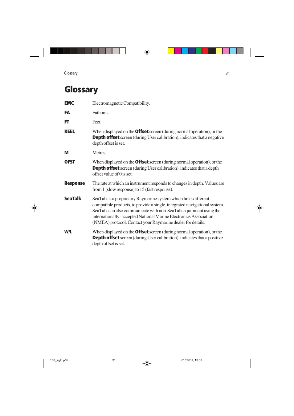 Glossary | Raymarine ST40 User Manual | Page 40 / 47