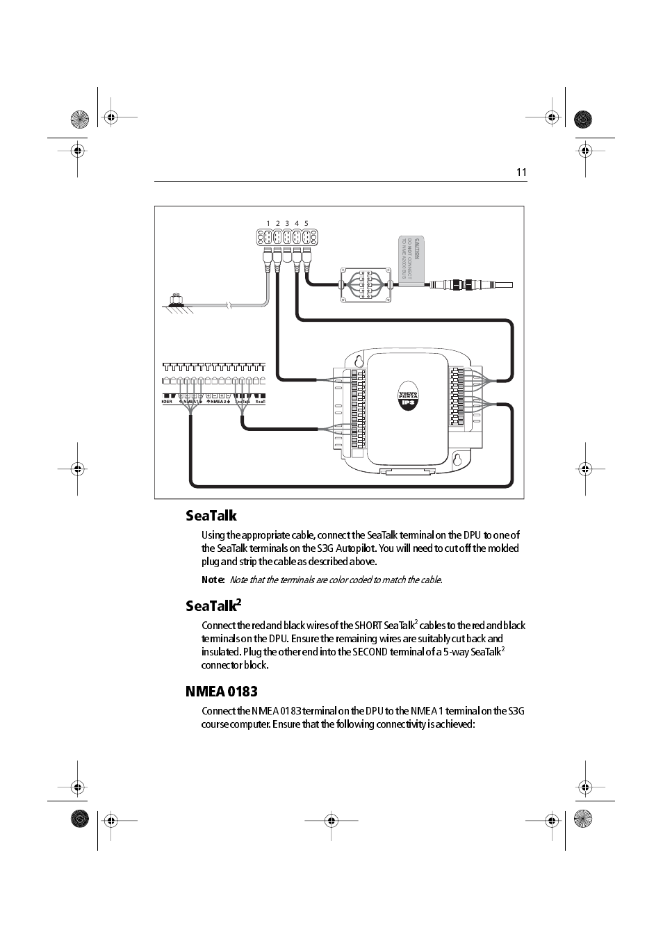 Seatalk, Seatalk2, Nmea 0183 | Connector block | Raymarine VolvoPenta IPS Autopilot System DPU User Manual | Page 11 / 16