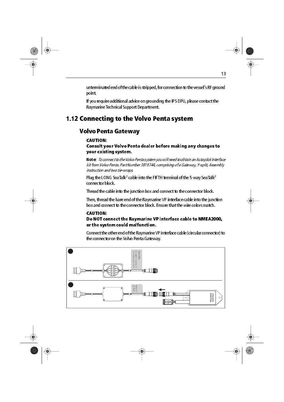 12 connecting to the volvo penta system, Volvo penta gateway | Raymarine VolvoPenta IPS Autopilot System DPU User Manual | Page 13 / 16