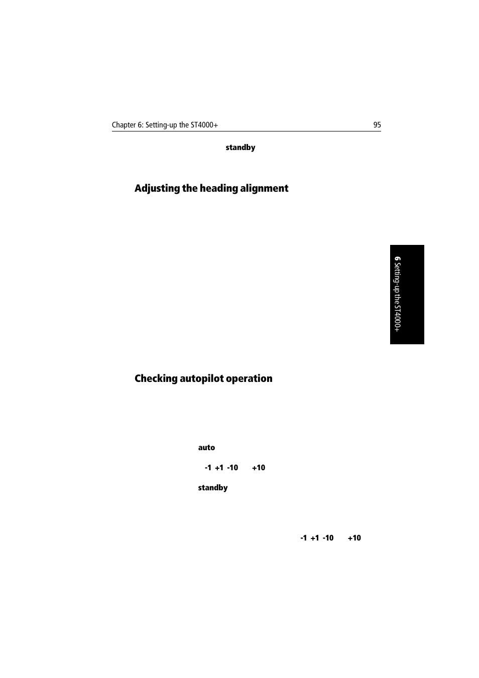 Adjusting the heading alignment, Checking autopilot operation | Raymarine autopilot + ST4000+ User Manual | Page 110 / 145