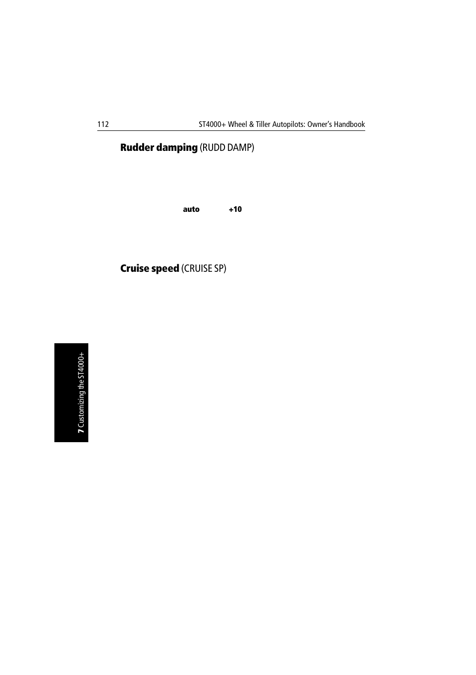 Rudder damping (rudd damp), Cruise speed (cruise sp) | Raymarine autopilot + ST4000+ User Manual | Page 127 / 145