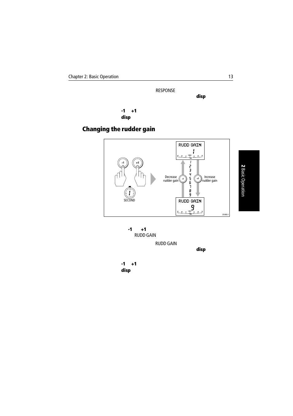 Changing the rudder gain | Raymarine autopilot + ST4000+ User Manual | Page 28 / 145