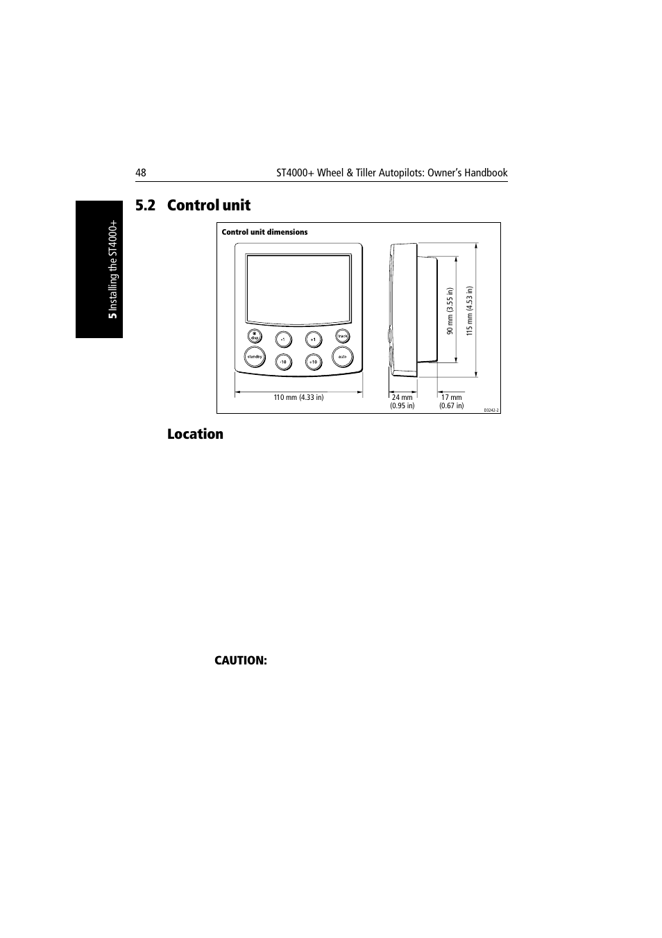 2 control unit, Location, Control unit | Raymarine autopilot + ST4000+ User Manual | Page 63 / 145