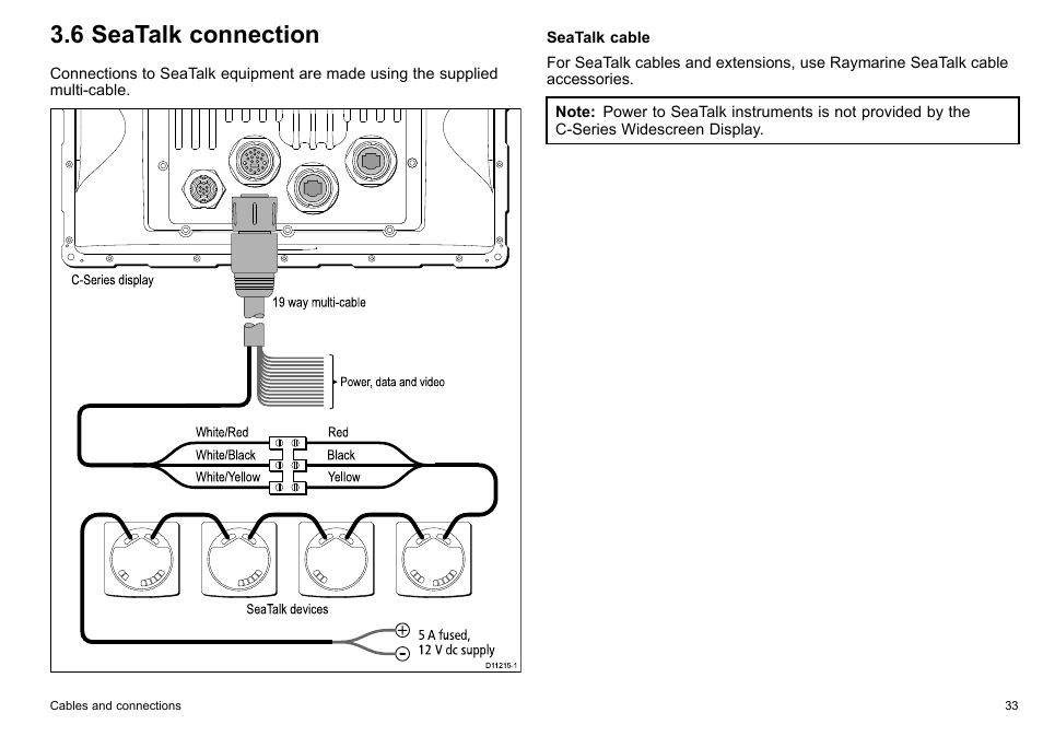 6 seatalk connection | Raymarine C90w User Manual | Page 33 / 92