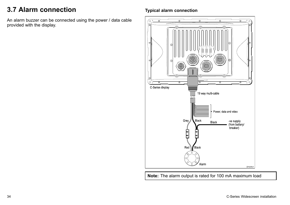 7 alarm connection | Raymarine C90w User Manual | Page 34 / 92