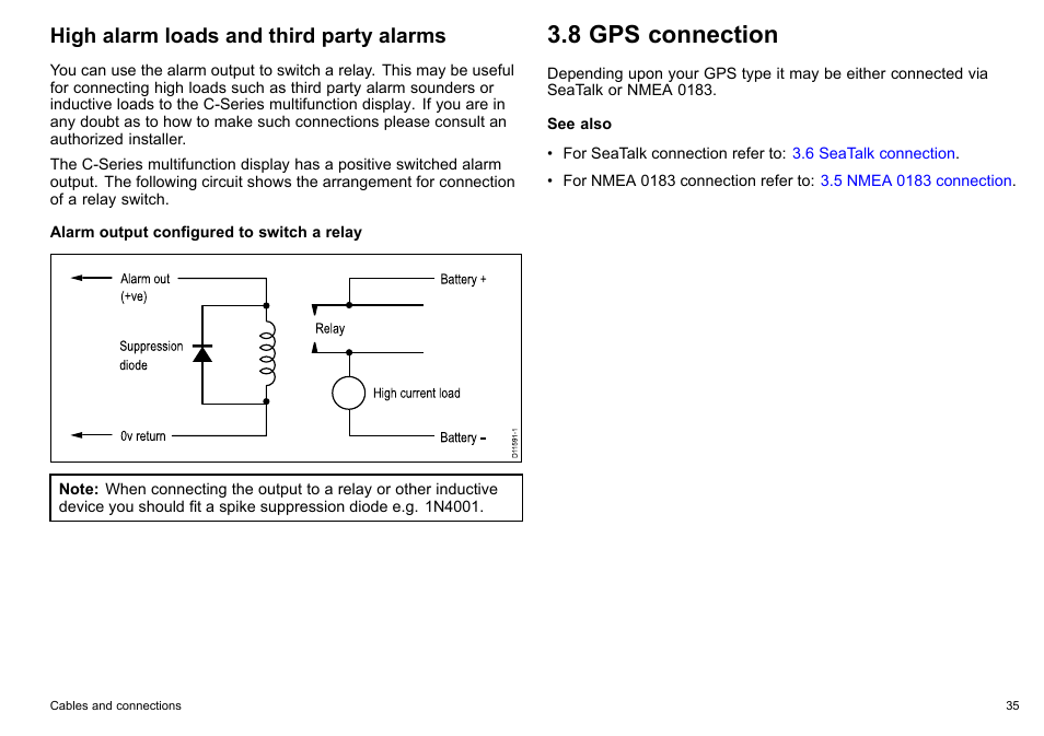 8 gps connection, High alarm loads and third party alarms | Raymarine C90w User Manual | Page 35 / 92