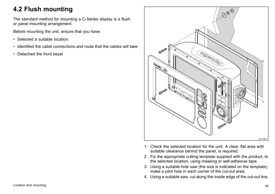 2 flush mounting | Raymarine C90w User Manual | Page 45 / 92