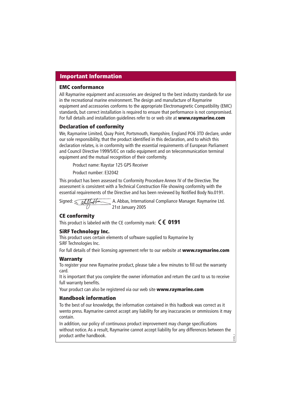 Raymarine Raystar 125 User Manual | Page 7 / 8