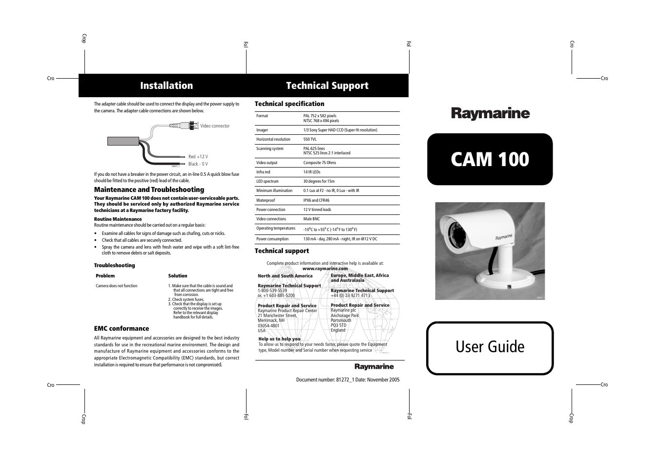 Raymarine CAM100 User Manual | 2 pages