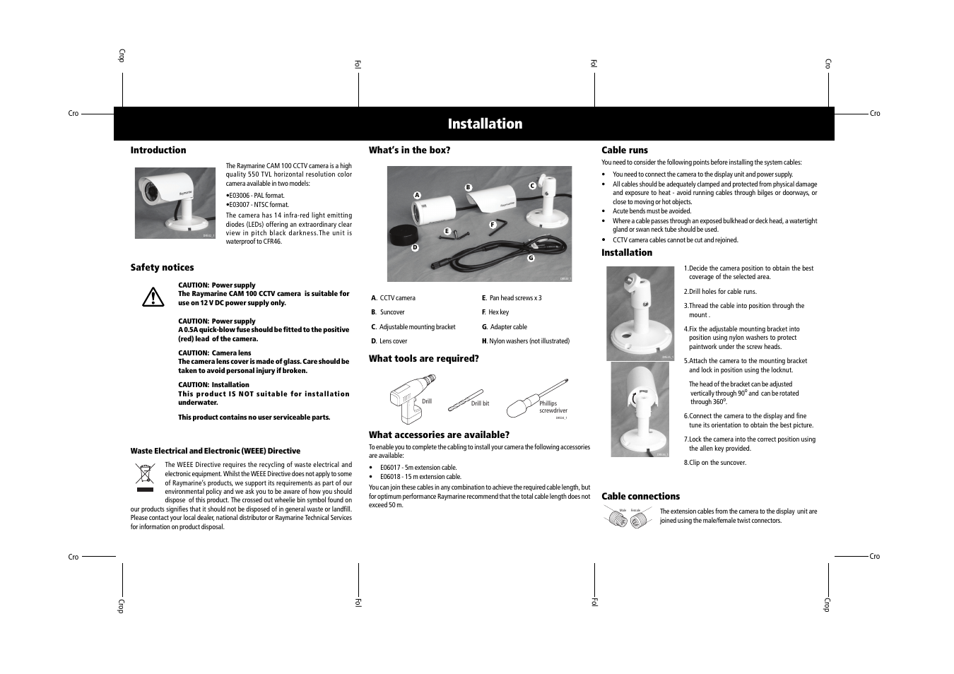 Installation | Raymarine CAM100 User Manual | Page 2 / 2