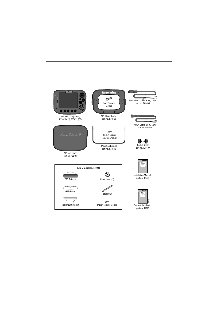 2 what comes in the box, 10 a65 installation manual | Raymarine RS12 User Manual | Page 10 / 38