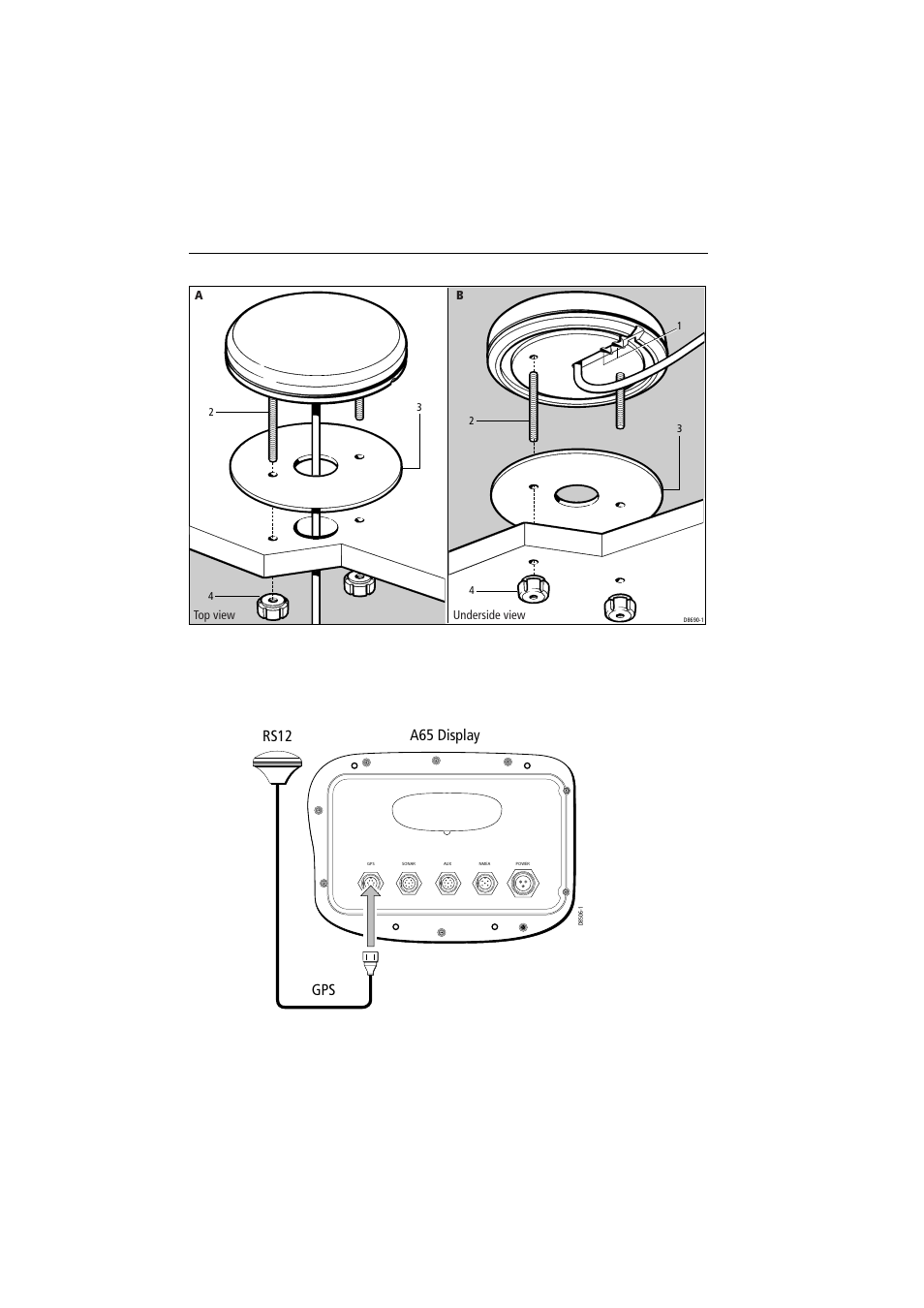 Making the cable connections, Rs12 a65 display gps | Raymarine RS12 User Manual | Page 22 / 38