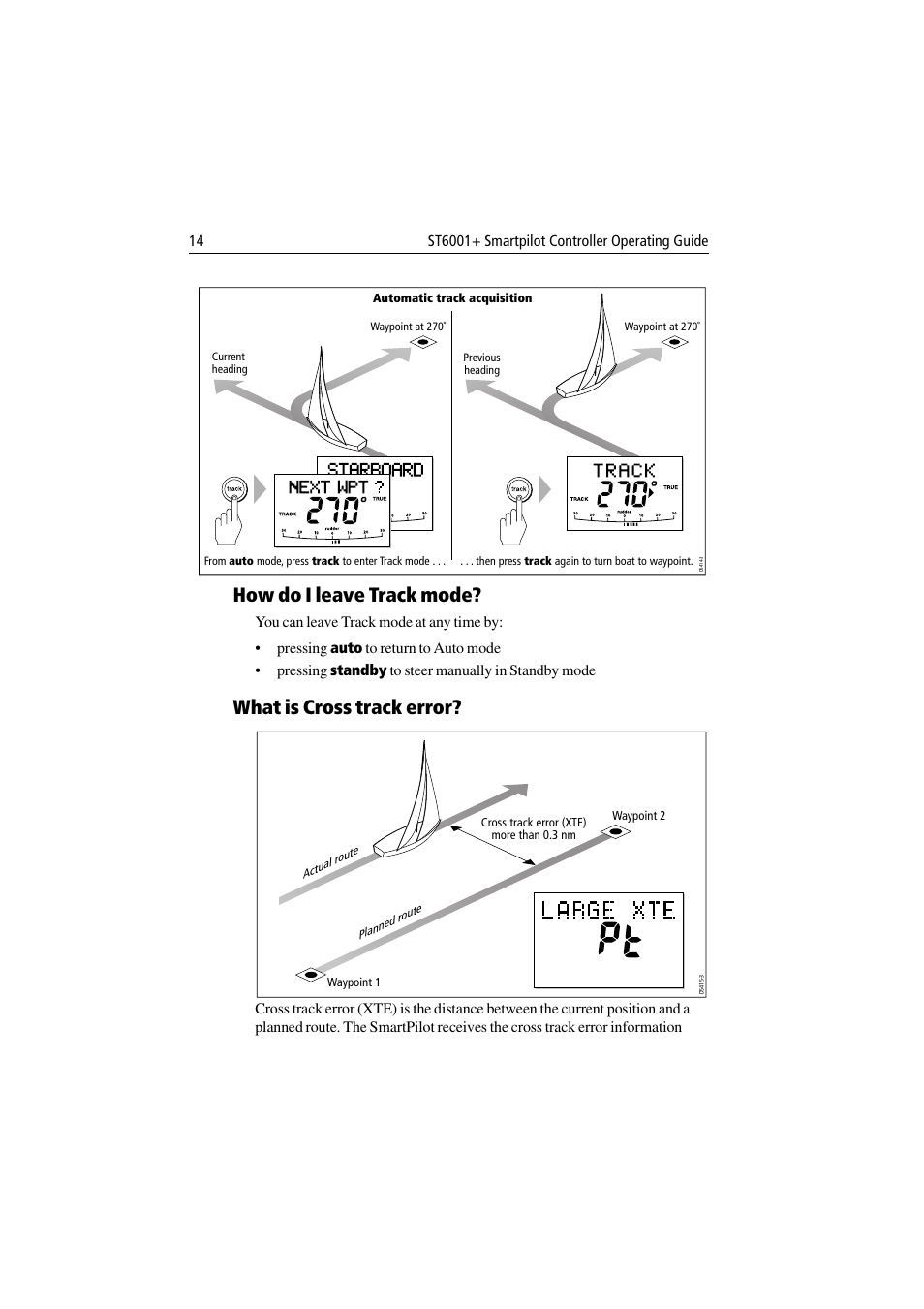 How do i leave track mode, What is cross track error | Raymarine ST6001 User Manual | Page 20 / 48