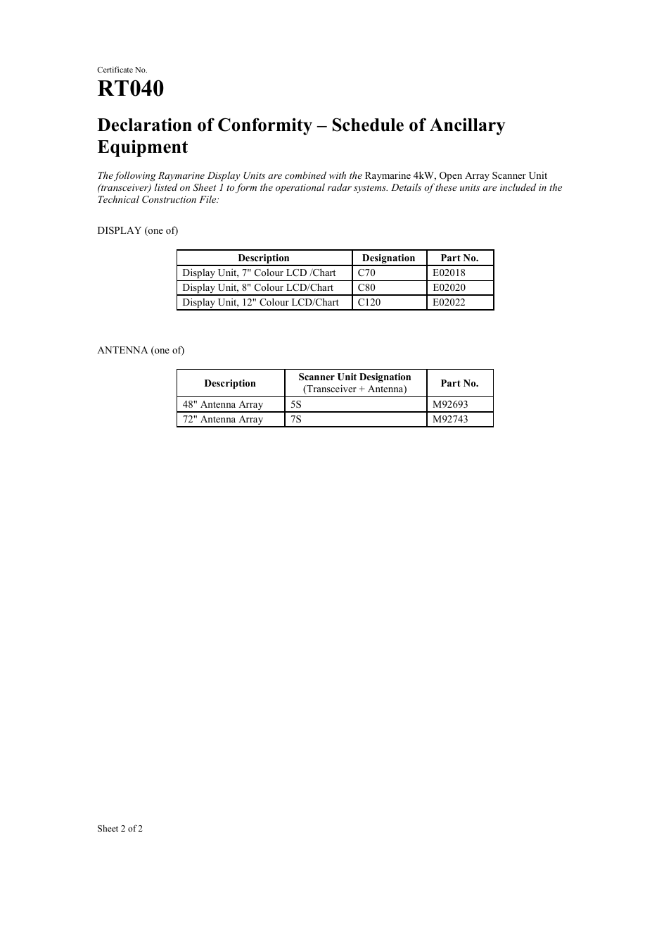 Rt040 | Raymarine Pathfinder Radar Scanners User Manual | Page 12 / 66