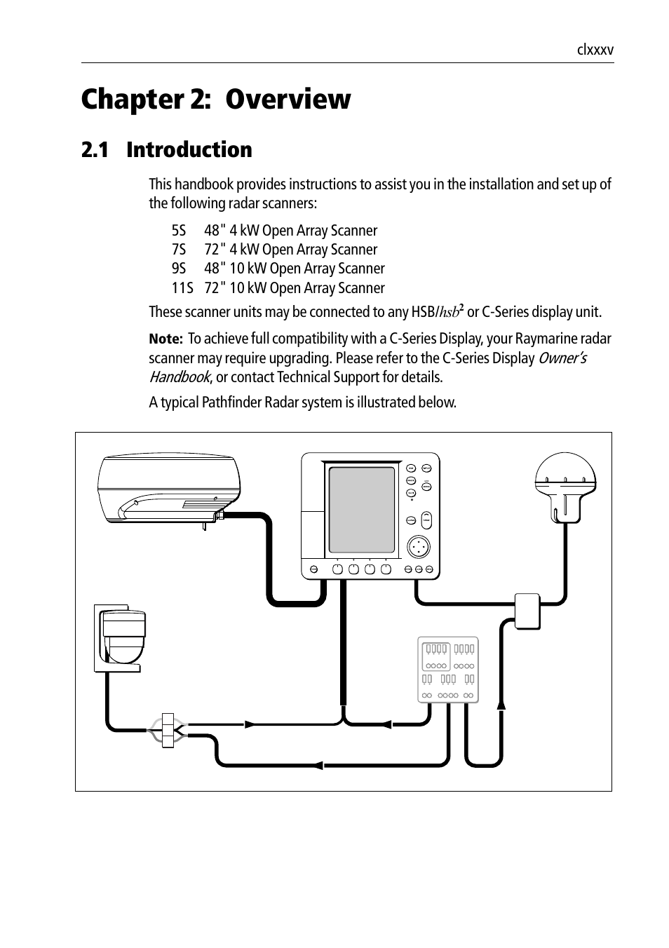 Chapter 2: overview, 1 introduction, Owner’s handbook | Raymarine Pathfinder Radar Scanners User Manual | Page 15 / 66