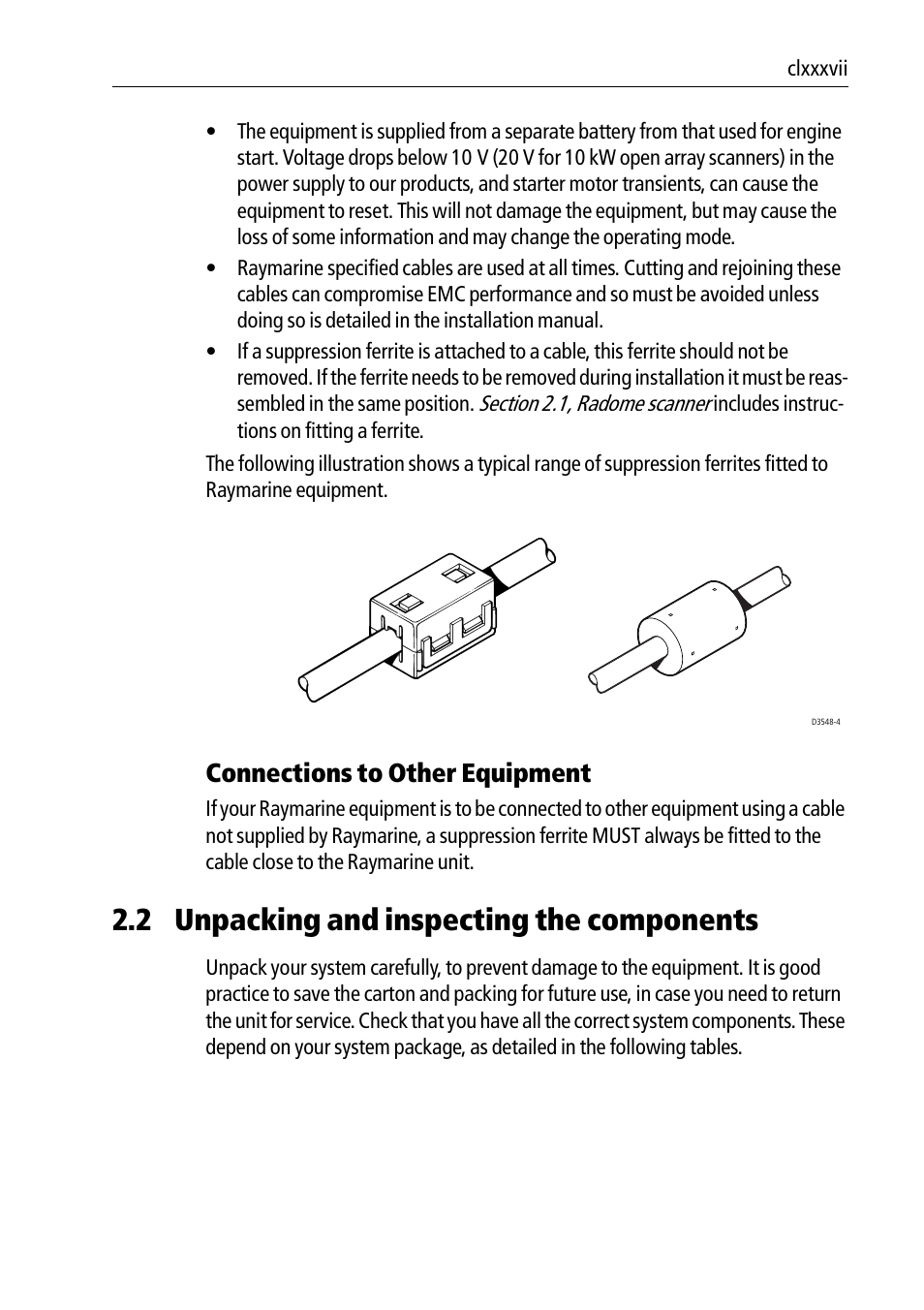 2 unpacking and inspecting the components, Connections to other equipment | Raymarine Pathfinder Radar Scanners User Manual | Page 17 / 66