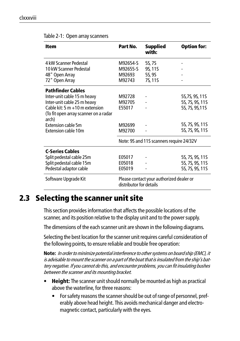 3 selecting the scanner unit site | Raymarine Pathfinder Radar Scanners User Manual | Page 18 / 66