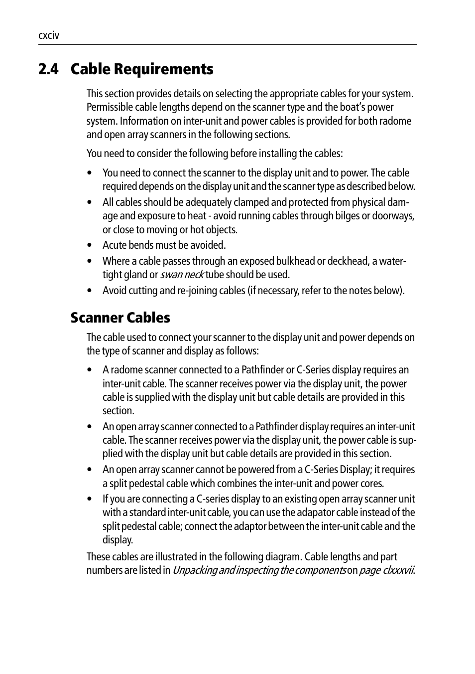4 cable requirements, Scanner cables | Raymarine Pathfinder Radar Scanners User Manual | Page 24 / 66